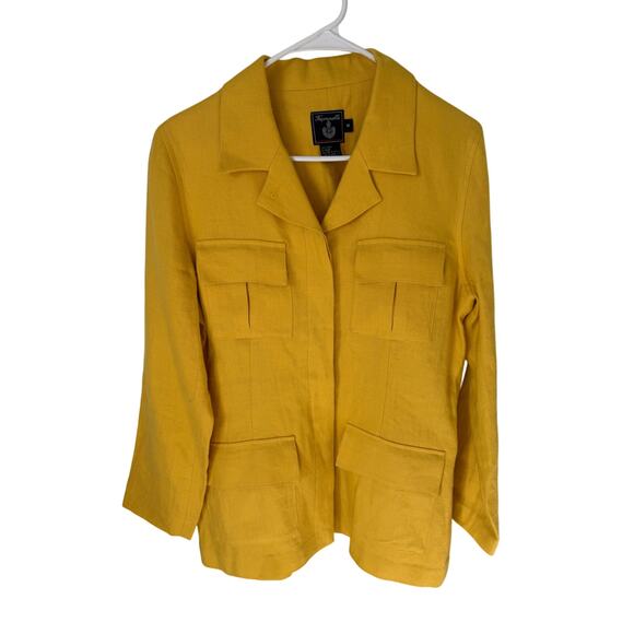 Faconable 100% Linen Butter Yellow Jacket Size M - Picture 1 of 4